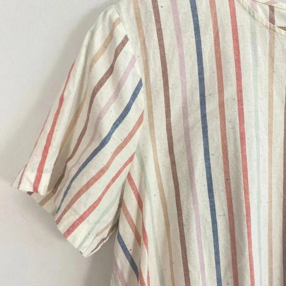 Madewell Striped Back Button Front Tie Top - Picture 4 of 16